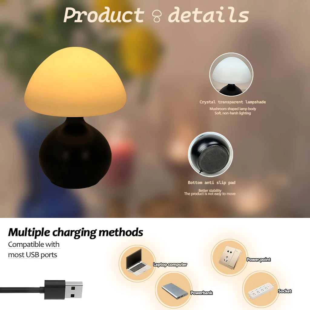Dimmable Mushroom Table Lamp